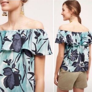Blue Ruffled Relaxed Blouse